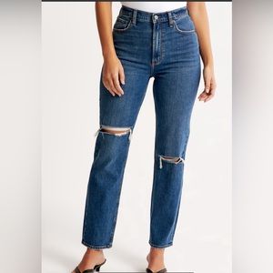 Abercrombie & Fitch Curve Love The Ankle Straight Ultra High Rise Jean